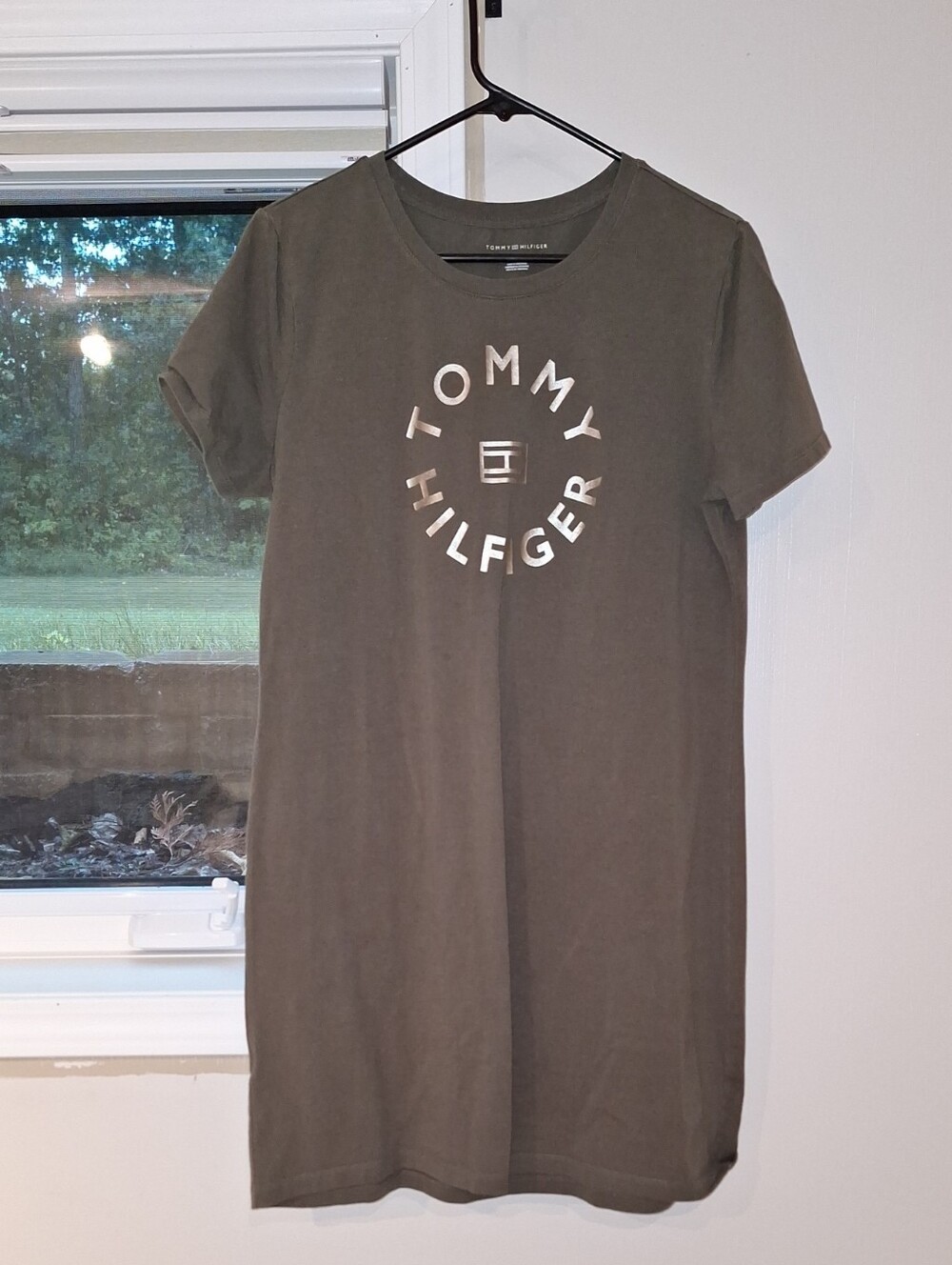 Tommy Hilfiger Olive Green Logo Crewneck Tee Dress